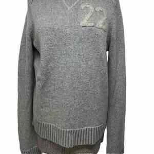 Hollister Women’s Size M Grey Cotton Crew Neck Letterman Sweater Sporty